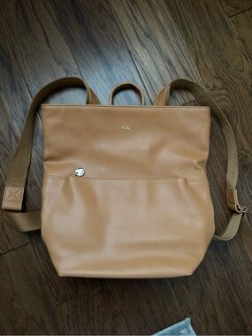 Mark & Graham Monogrammed Backpack | Tan | Leather | Travel & Work Bag | large